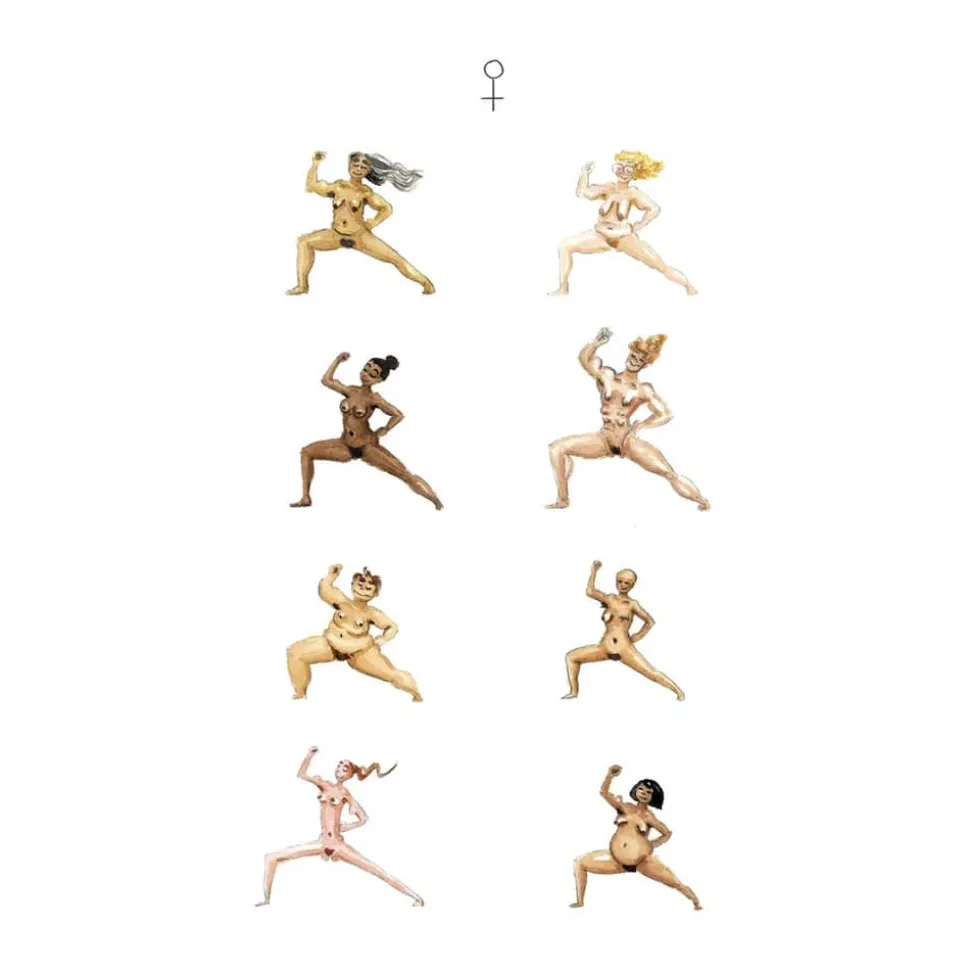 plakat - Feminists doing yoga